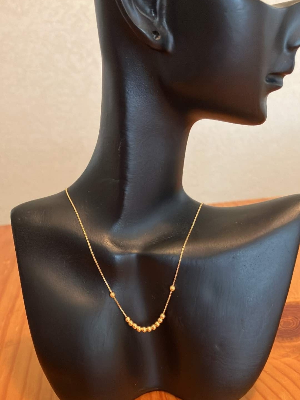 18k Yellow Saudi Gold Bead Drop Necklace - Women